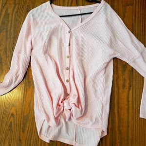 Knotted button-up shirt